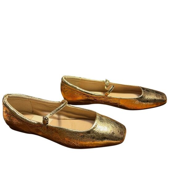 Dolce Vita Reyes Mary Jane Flats - Gold Metallic Distressed Size 7.5 - Picture 3 of 7